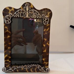 Handmade Designer Animal Print Brown and Silver or Silver plate Photo Frame.